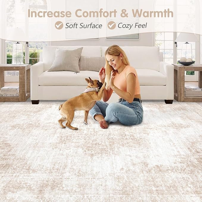 Area Rug 10x14 Vintage Rugs: Large Washable Living Room Rug Retro Medallion - Image 6