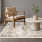 Hazo Haus Washable Neutral Farmhouse Living Room Rug, 4x6 Area Rugs by HazoHaus