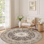 5ft Round Vintage Living Room Area Rug - Image 2