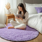 ONASAR Light Purple Round Area Rug 4ft, Soft Bedroom Circle Rugs Floor Mats - Image 6
