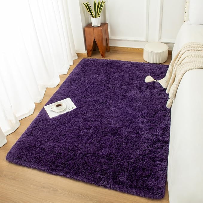 Andecor Shag Area Rug for Living Room, 5x8 Feet Purple Soft Fluffy Indoor Plush - Image 7
