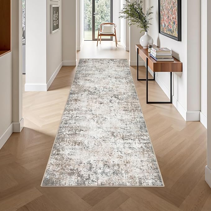 Washable Area Rug 3x10 Entryway Rug: Washable Modern Abstract Soft Thin Rug - Image 4