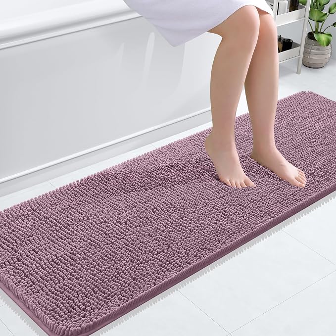 OLANLY Bathroom Runner Rugs 59x20, Soft Absorbent Chenille Bath Rugs, Rubber by OLANLY