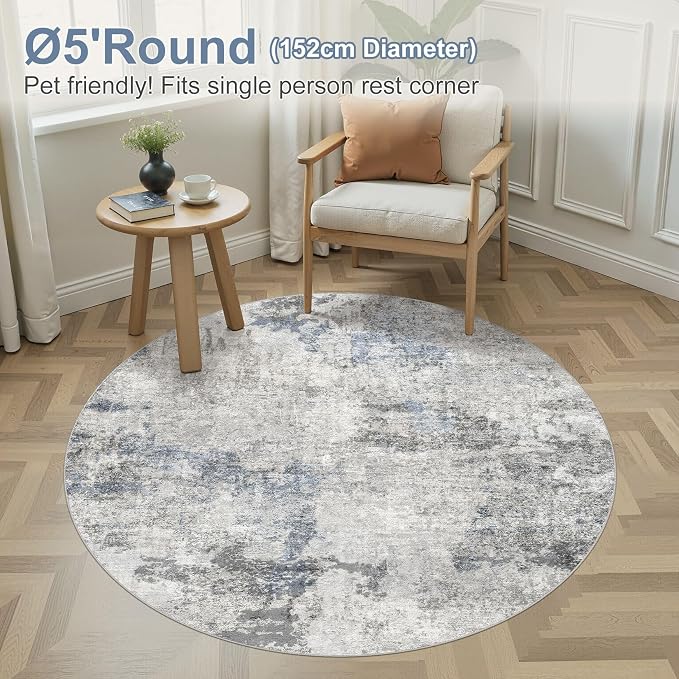 DMOYEST 5ft Round Area Rug for Living Room - Image 3