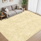 8x10 Area Rug for Living Room:Ultra Soft Fluffy Shag Cream White Rugs, Large - Image 2