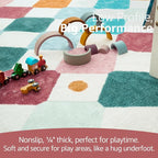 jinchan Macy 4ft Round Rug for Kids Room Modern Colorful Checkered Diamond - Image 5