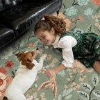 DCX Vintage Floral Rug 2x6, Washable Sage Green Rug - Image 3