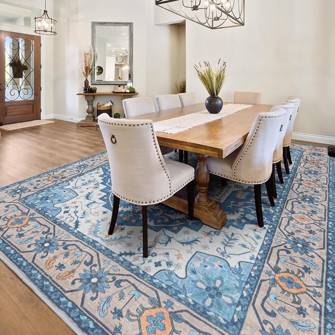 Lessymo Washable Area Rugs 6x9- Boho Area Rug Low Pile - Image 7