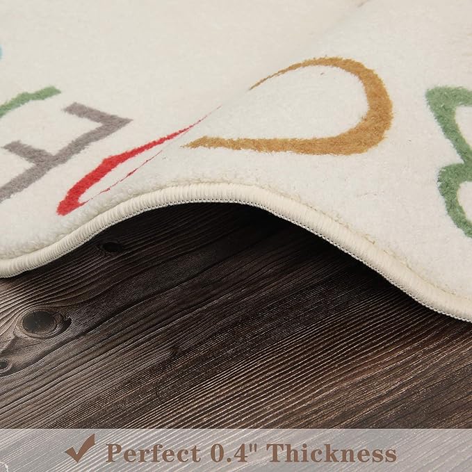 Topotdor Rainbow Round Kids Play Rug Alphabet Nursery Area Rug Extra Large Soft - Image 3