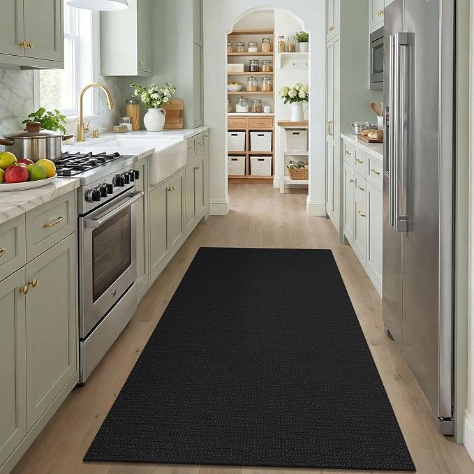 KOZYFLY Black Washable 4x5 Entry Woven Area Rug, Braided Throw Rugs - Image 2