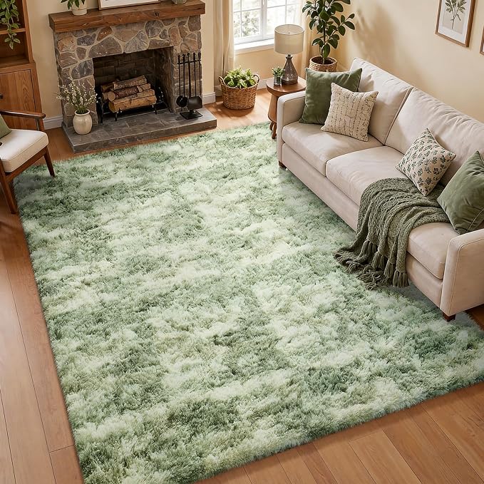 Ophanie 6x9 Green and White Area Rugs by Ophanie