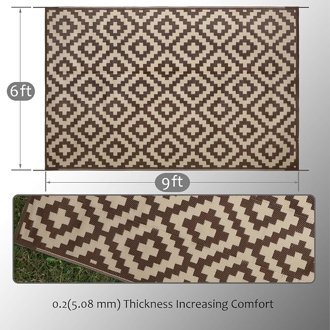 SAND MINE Reversible Mats, Plastic Straw Rug, Modern Area Rug, Large Floor Mat - Image 2