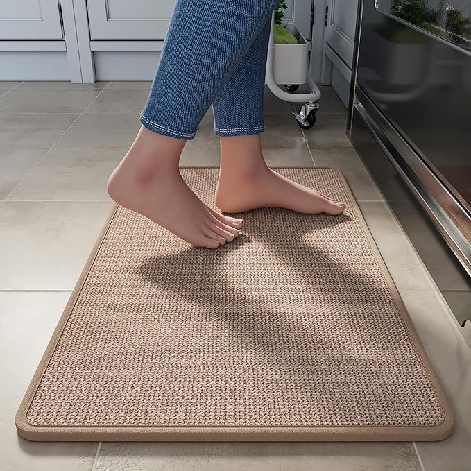 YDKGL Kitchen Rugs Mat Non Slip Washable, Linen-Look 0.3" Thick Soft Cushioned by YDKGL
