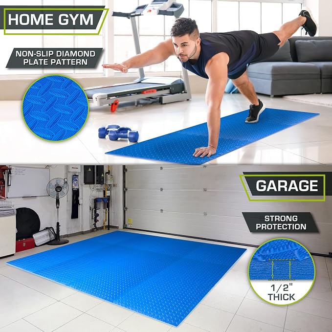 ProsourceFit Exercise Puzzle Mat 1/2-inch, EVA Interlocking Foam Floor Tiles - Image 3