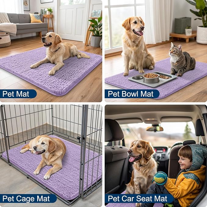 Smiry Dog Door Mat for Muddy Paws 30x20, Absorbent Dirt Trapper, Non-Slip - Image 6
