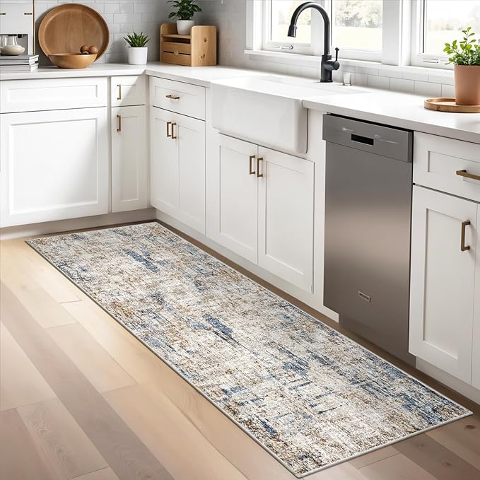 2x5 Non-Slip Washable Runner Rug – Modern Neutral Abstract Small Rug by ZHXXUJ