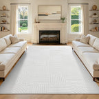 Pauwer 6x9 Washable Area Rugs for Living Room Modern White Solid Color Soft by Pauwer