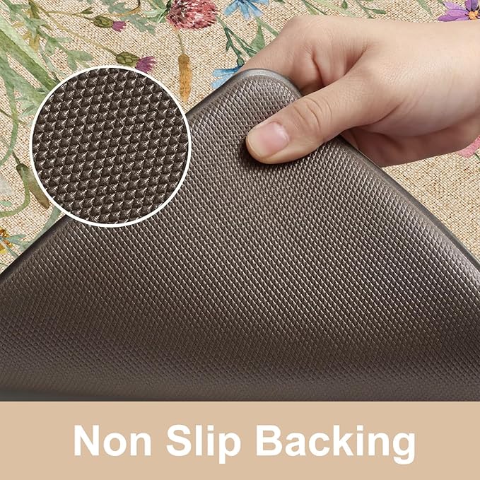 KIMODE Kitchen Mats for Floor Anti Fatigue, Boho Flower Kitchen Rug, Cushioned - Image 4