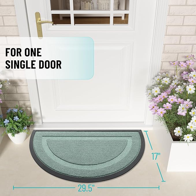 OLANLY Half Circle Door Mat Indoor Outdoor Entrance Welcome, Waterproof - Image 2