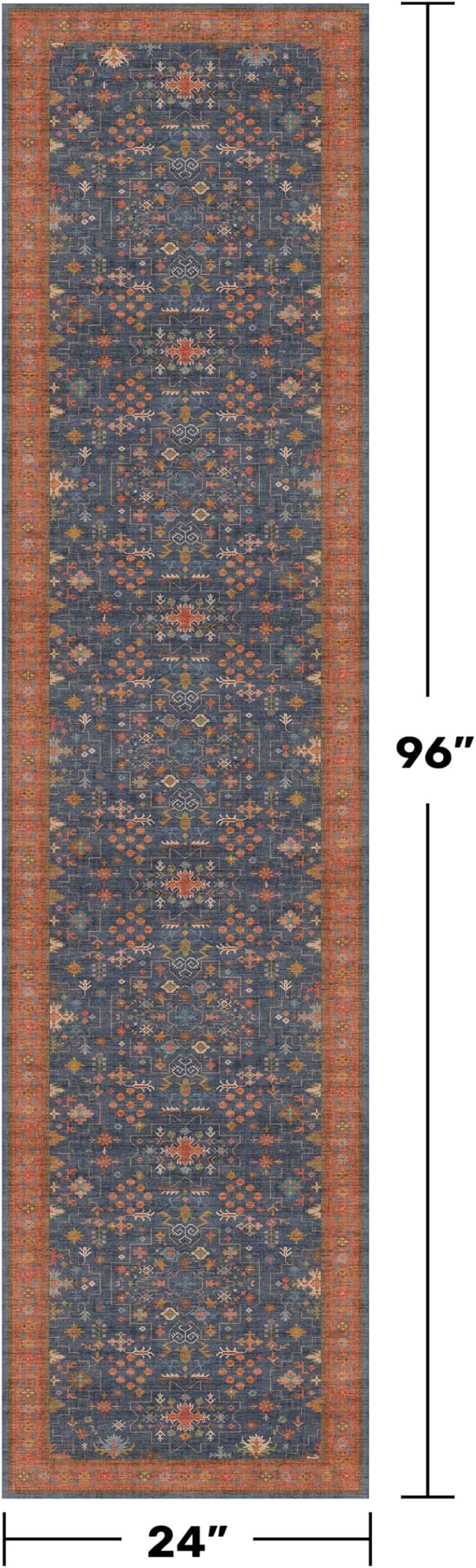 Navy Blue 2x8 Long Runner for Kitchen, 8ft Runner Rugs for Entryway, Washable - Image 2