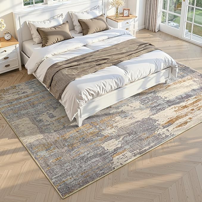 Toneed Abstract Area Rug Modern Washable Rug Soft Non Slip Rug Low Pile - Image 2