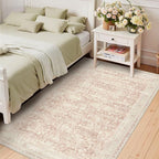 Latte&Fog Pink Rugs for Girls Bedroom, Vintage Washable 4x6 Area Rug for Living - Image 4