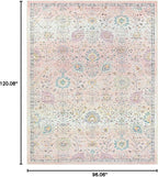 Lahome Pink Boho Area Rug, 8x10 Washable Rugs - Image 2