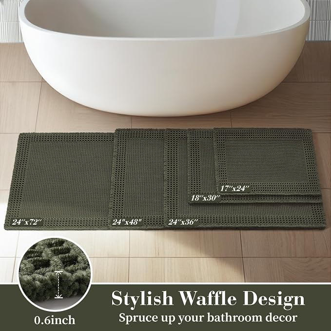 RESARE Waffle Bath Mat for Bathroom, Super Absorbent Bathroom Rugs Non Slip - Image 5