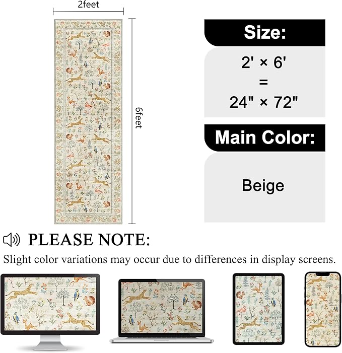 DUKINO 2x6 Rug for Hallway, Washable Kitchen Runner Rug - Image 2
