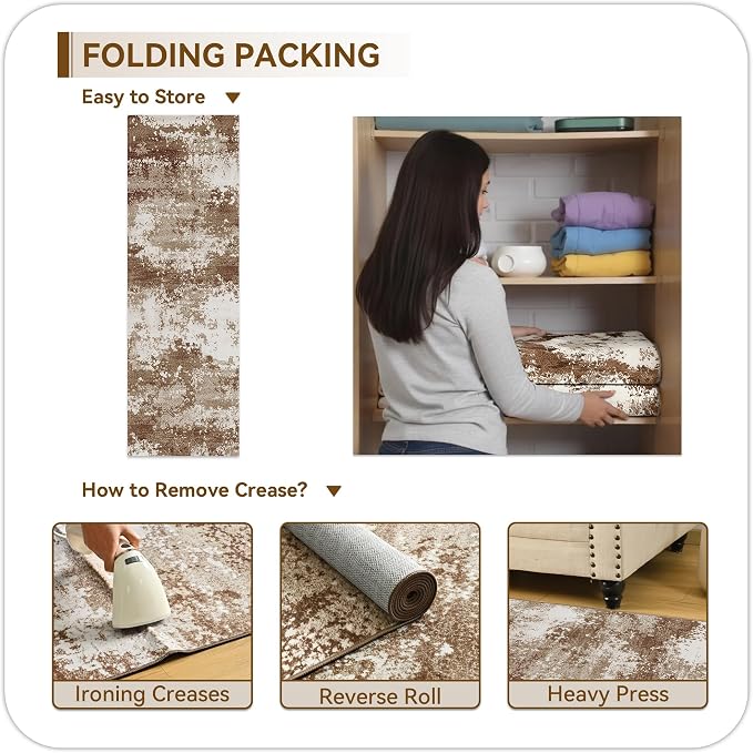 Brown Rug Runners for Hallways Kitchen 2.6x8 Non Slip Washable Entryway Runner - Image 8