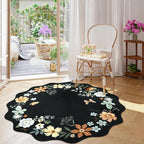 Lahome Floral Washable Round Rugs, Non-Slip Soft Round Rug 4ft Ultra-Thin - Image 2