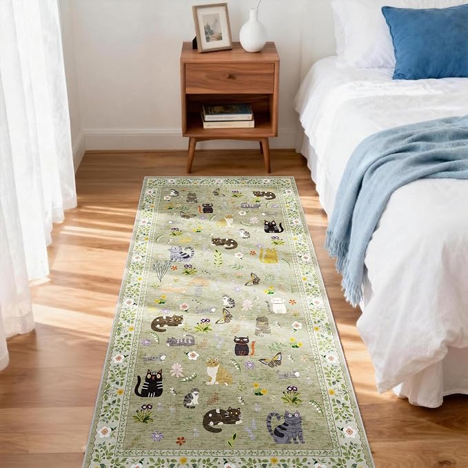 2x5 Washable Rug Runner, Non Slip Low Pile Hallway Cat Runner Rug, Stain - Image 8