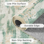 DCX Abstract 2x6 Runner Rug, Washable Sage Green Modern Rug - Image 7