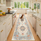 RELEANY Area Rugs Runner 2'x10' Washable Non-Slip, Floral Vintage Distress by RELEANY