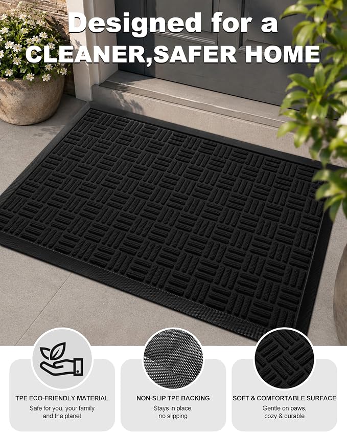 Mibao Front Door Mat Outdoor Entrance, Waterproof Dirt Trapper Doormat - Image 2