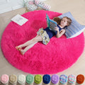 Hot Pink Small Round Rug 3Ft for Girls Bedroom, Fluffy Circle Area Rugs for by Amdrebio