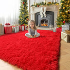 Amdrebio Red Area Rugs for Living Room Bedroom, Christmas Rug 6x9, Large Red - Image 5