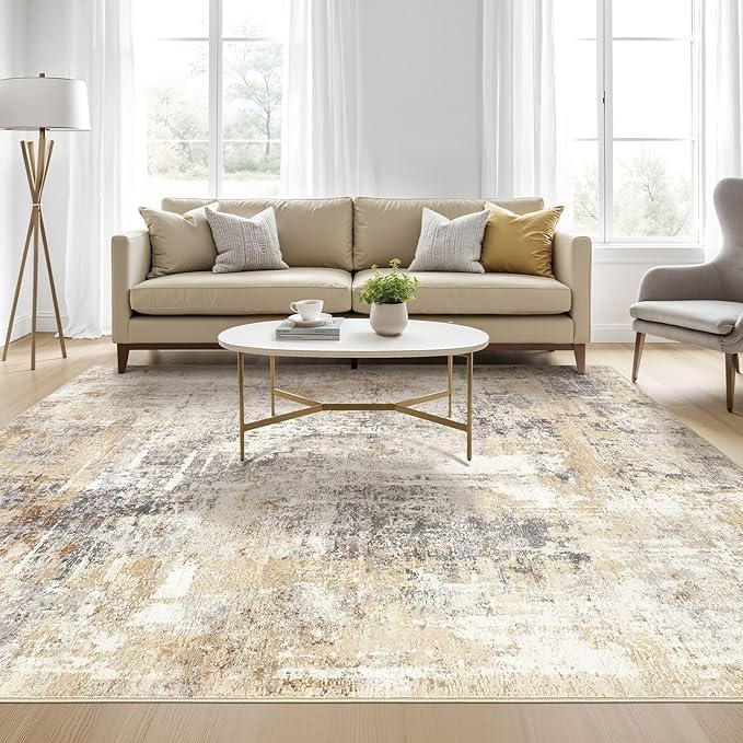 Square Rug 7x7 Living Room: Large Washable Abstract Modern Soft Area Rug Stain - Image 5