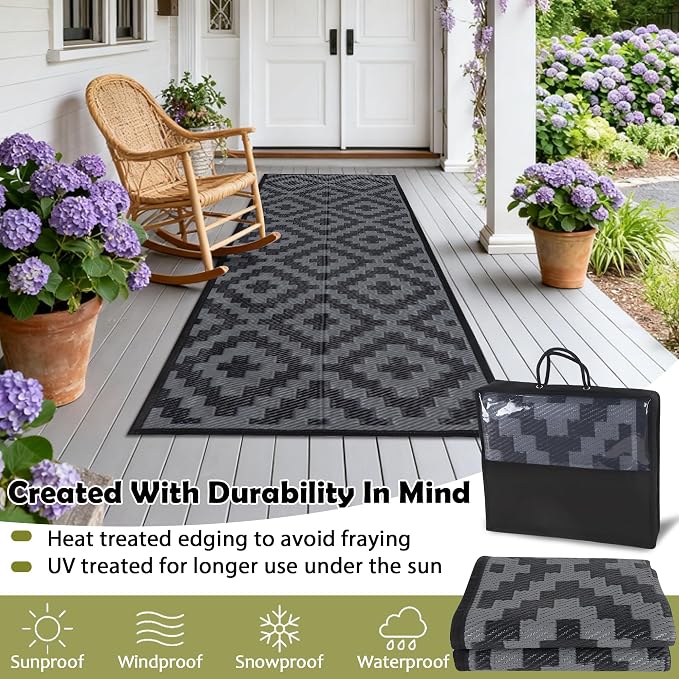 SAND MINE Waterproof Outdoor Rug, Plastic Reversible Rug, Modern Area Rug - Image 4