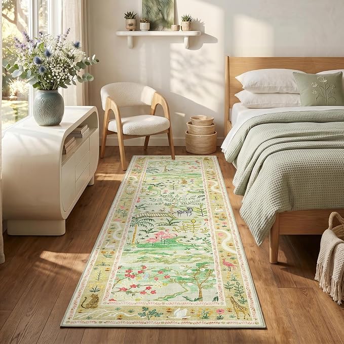 2x6 Hallway Runner Rug Non Slip Forest Nursery Runners Washable Stain Resistant - Image 2
