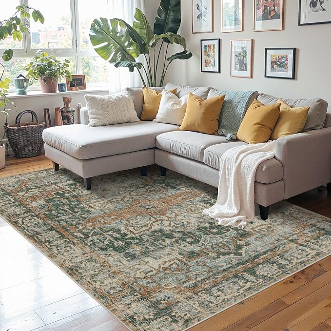 Rugxara 4x6 Rug for Living Room Bedroom, Vintage Retro Boho Area Rugs, Non Slip by Rugxara