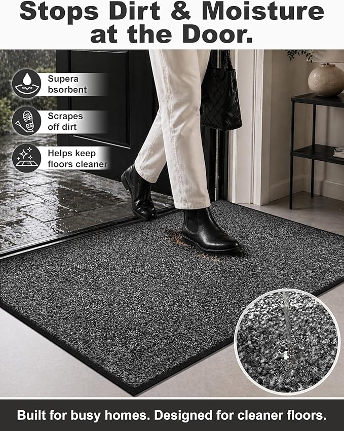 Mibao Front Door Mat Indoor Entrance, Dirt Trapper Welcome Mat - Image 2
