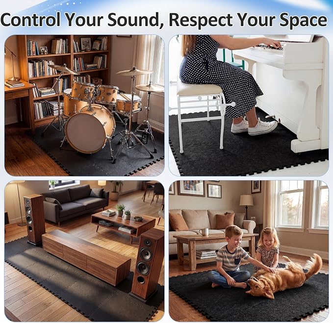 20 PCS Sound Absorbing Interlocking Floor Mats Pads 11.8 x 11.8 x 0.4 Inches - Image 6