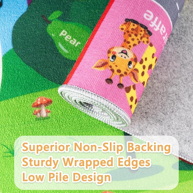 Kids Rug for Playroom Educational ABC Rug Washable Play Mat Learning Alphabet - Image 3