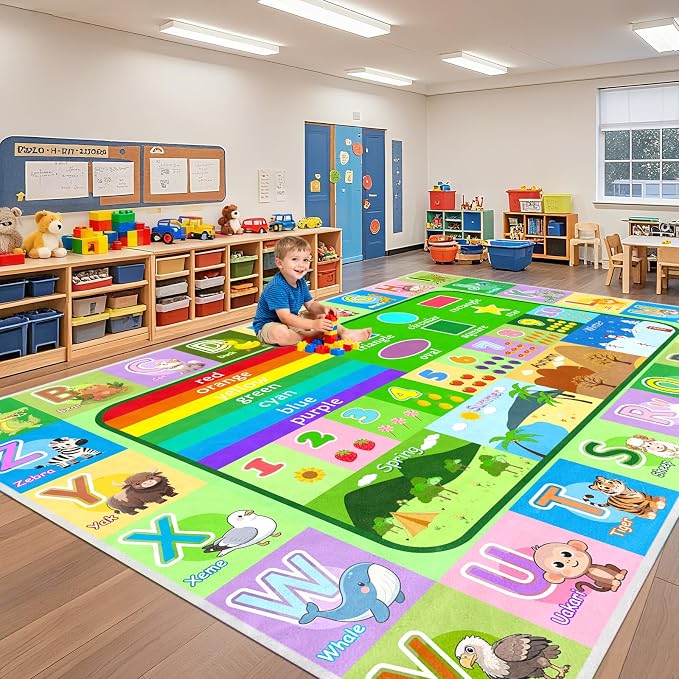 Kids Rugs for Playroom, 6x8 Ft Large Educational ABC Rug - Image 4