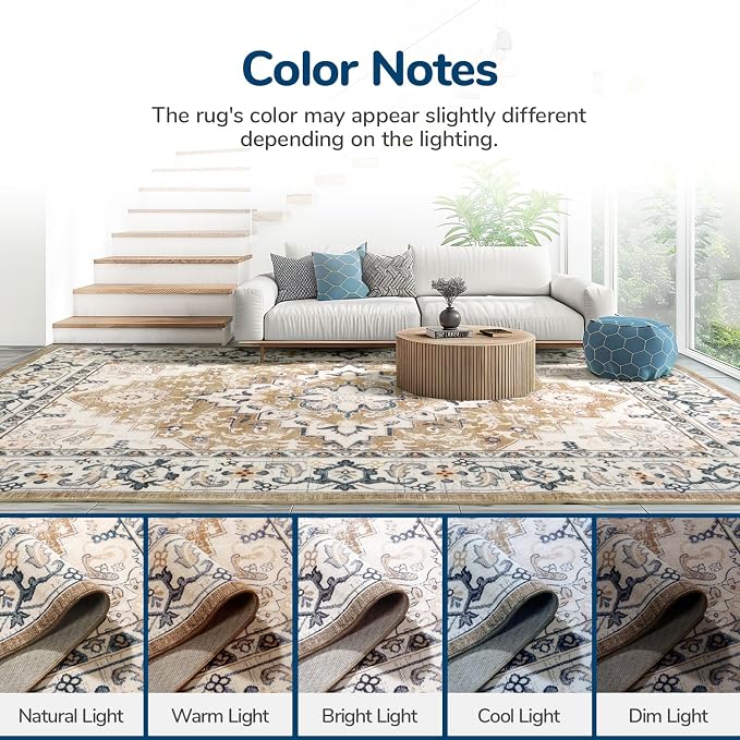 Lessymo Washable Area Rugs 6 x 9, Boho Area Rug Low Pile - Image 9