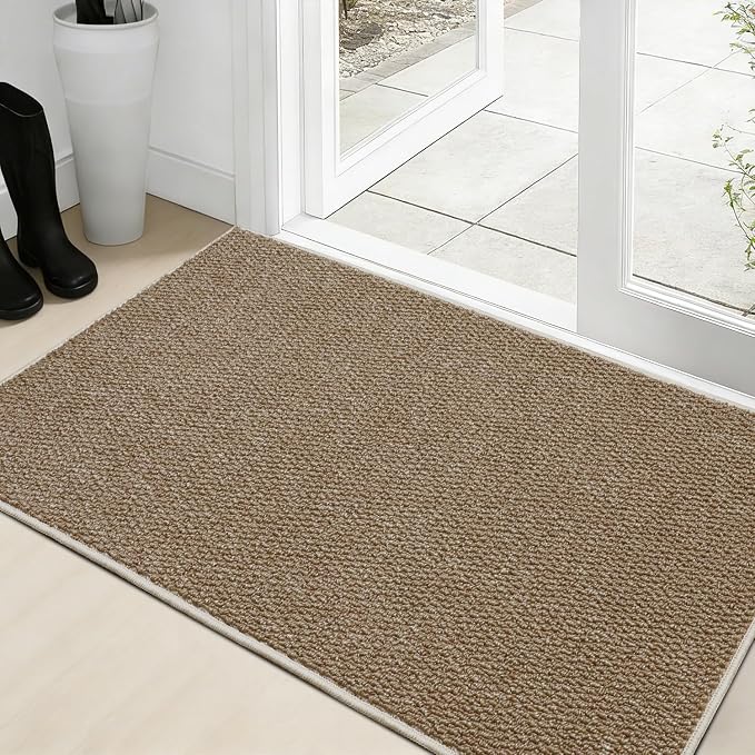 Dirt Trapping Door Mat 20x32, Taupe Faux Jute Entryway Rug | Low-Profile by Unknown