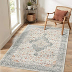 Rugxara Washable Area Rug for Living Room, Vintage Neutral Boho Rugs for Office by Rugxara