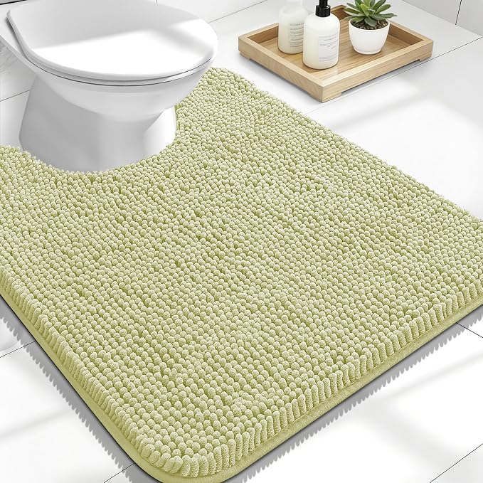OLANLY Toilet Rugs U-Shaped 24x20, Extra Soft Absorbent Chenille Contour by OLANLY