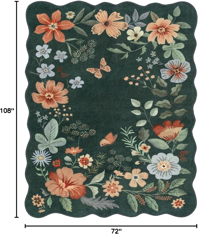 Lahome Floral Washable 6x9 Area Rugs, Soft Bedroom Rug - Image 2